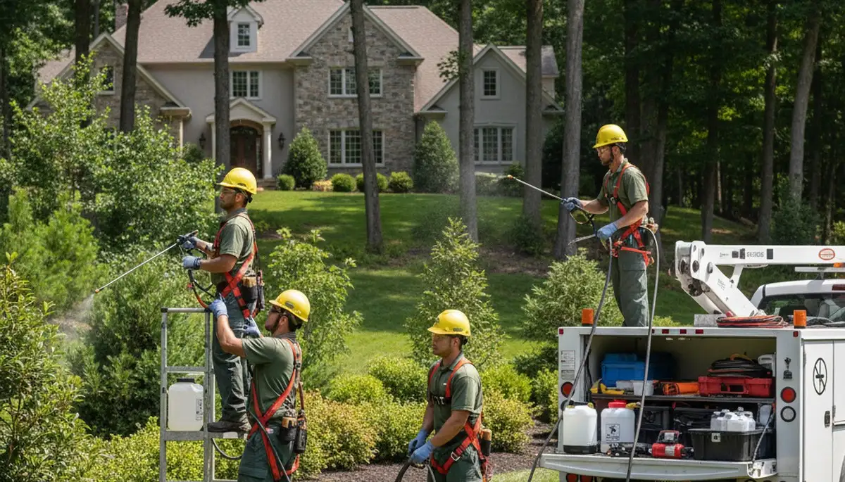 Deer deterrent treatment protecting trees and shrubs in Columbus, OH for a tree-service business