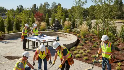 Landscape design team planning Columbus, OH outdoor space for Arbor Tree Care clients