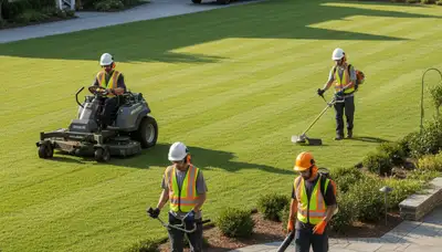 Columbus, OH tree service crew providing professional lawn and tree care estimate on-site