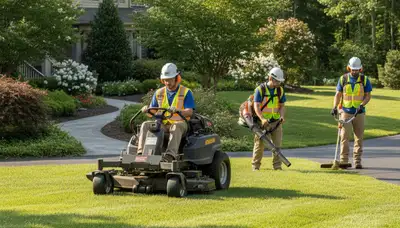 Columbus, OH tree service team providing lawn care and yard cleanup for residential properties
