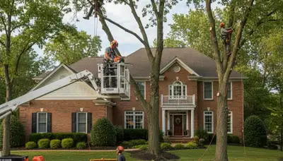 Tree service crew in Columbus, OH providing professional tree removal and trimming services