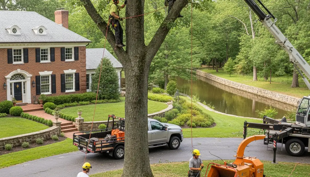 Tree service crew in Columbus, OH providing professional tree removal and trimming for homeowners