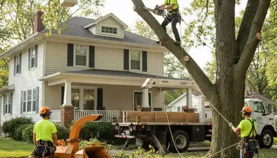 Tree service crew in Columbus, OH providing professional tree removal and trimming services