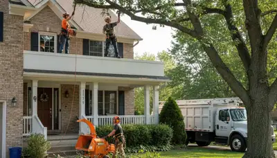 Columbus, OH tree removal crew servicing a residential property with professional equipment