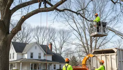 Tree service crew in Columbus, OH providing professional tree removal and cleanup for homeowners