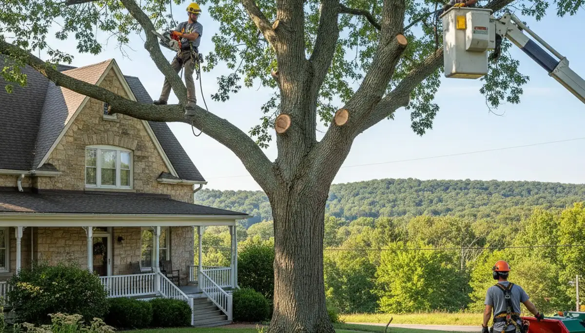 Tree service team in Columbus, OH providing professional tree removal and cleanup for homeowners