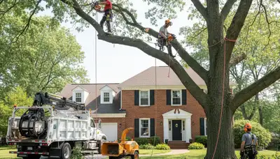 Tree service crew in Columbus, OH providing professional tree removal and trimming services