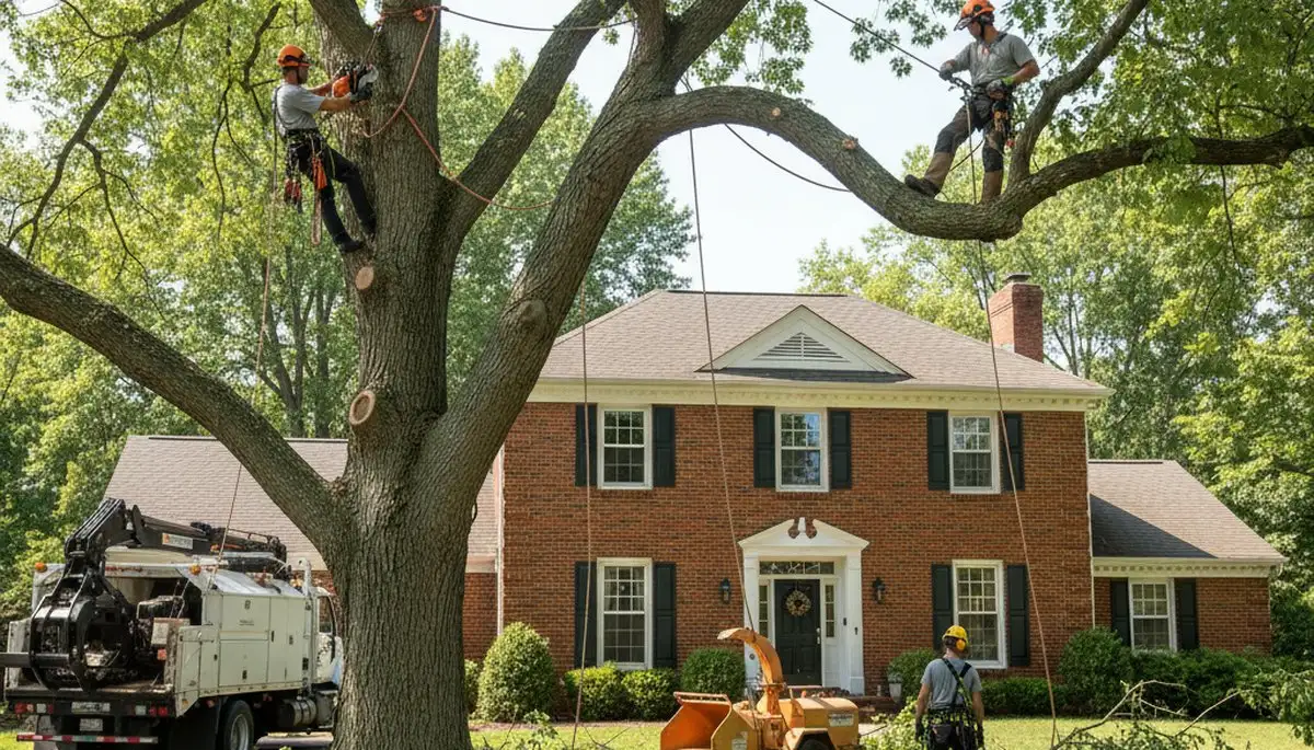 Tree service crew in Columbus, OH providing safe tree removal and trimming for local homeowners