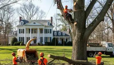 Tree service crew in Columbus, OH providing professional tree removal and trimming for homes and businesses