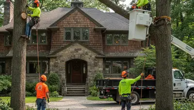 Columbus, OH tree service crew removing a tree with professional equipment