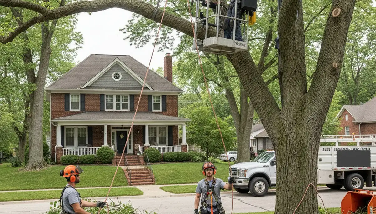 Tree service crew in Columbus, OH providing safe tree removal and trimming for local properties