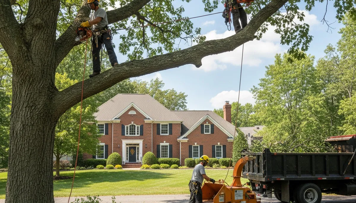 Tree service crew in Columbus, OH providing professional tree removal and trimming services